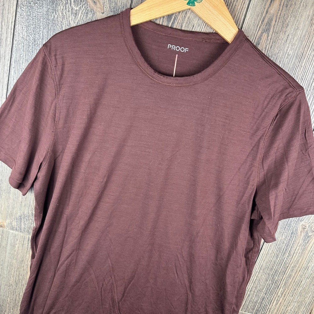 Proof 72-Hour Merino Wool T-Shirt Mens Large Maroon Short Sleeve Tee